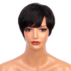 Black Party Chemical Fiber Slanted Bangs Short Straight Hair Wigs