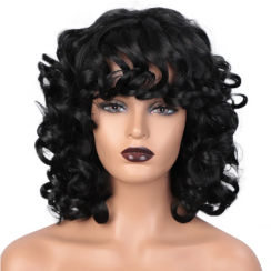 Short Black Curly Hair High Temperature Fiber Chemical Wigs