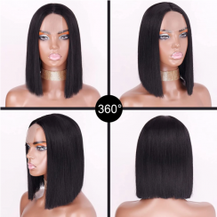 2 Packs Black Chemical Fiber Straight Hair Headgear Lace Wigs