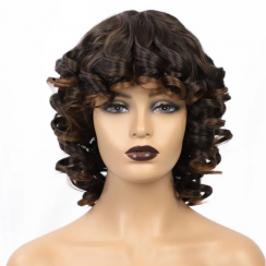 3 Packs Short Brown Curly Hair High Temperature Fiber Chemical Fiber Wig Head Cover