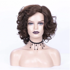 2 Packs Brown Party High Temperature Wire Side Points Short Curly Hair Wigs