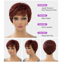 2 Packs Simple Style Casual High Temperature Wire Side Fringe Short Curly Hair Wig Net