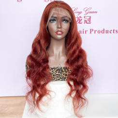 Human Hair Reddish Brown Body Wave Lace Front Wig