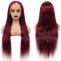 Reddish Straight Lace Frontal Human Hair Wigs