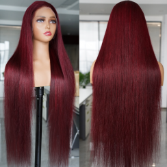 2 Packs Lace Front Wig Brazilian Human Hair Red Wig