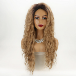 Fashion Gold Party High Temperature Wire Side Points Long Curly Hair Wigs