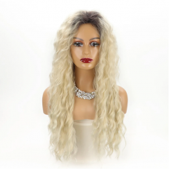 2 Packs Gold Party High Temperature Wire Centre Parting Long Curly Hair Wigs