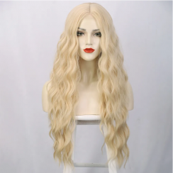 2 Packs Small Lace Long Curly Hair Golden Water Ripples Chemical Fiber Headgear Wigs