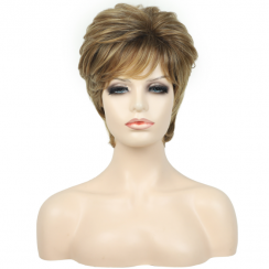 22 Packs Golden Short Natural Curl Synthetic Machine Made Wig