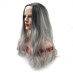 2 Packs Tween Dyed Grey White Long Roll Wig