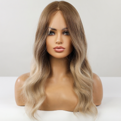 2 Packs Medium Length Brown Gradient Blonde Synthetic Fiber High Density Heat Resistant Lace Wig